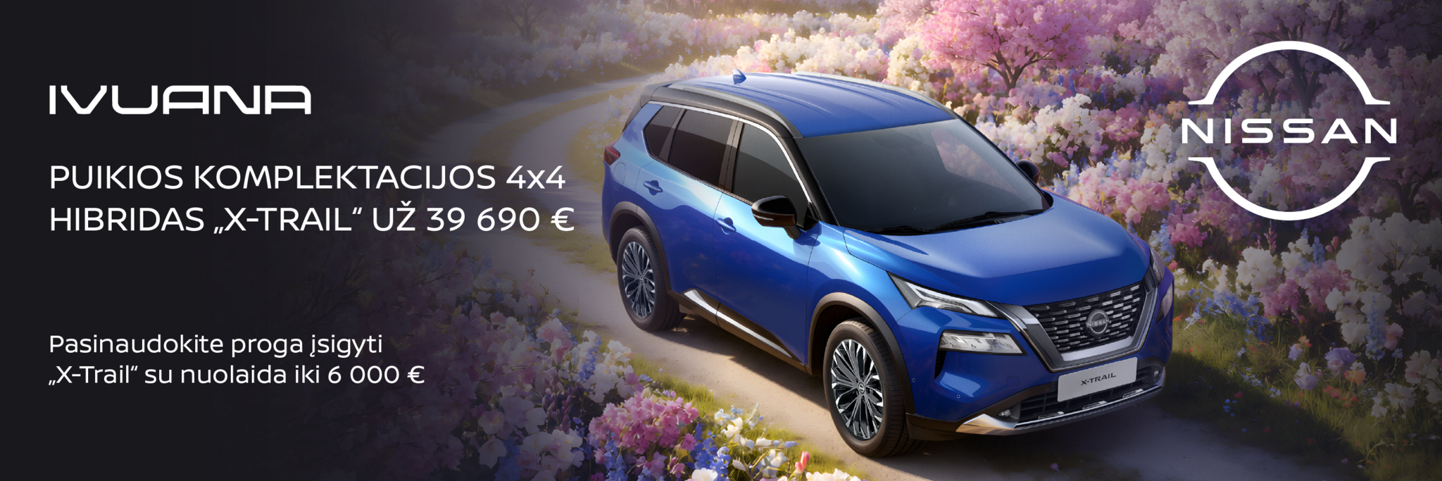 PUIKIOS KOMPLEKTACIJOS 4x4 HIBRIDAS NISSAN „X-TRAIL“ UŽ 39 690 €